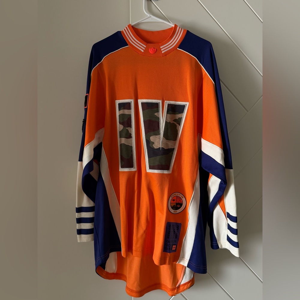 adidas Orange & Navy Graphic Long Sleeve Jersey